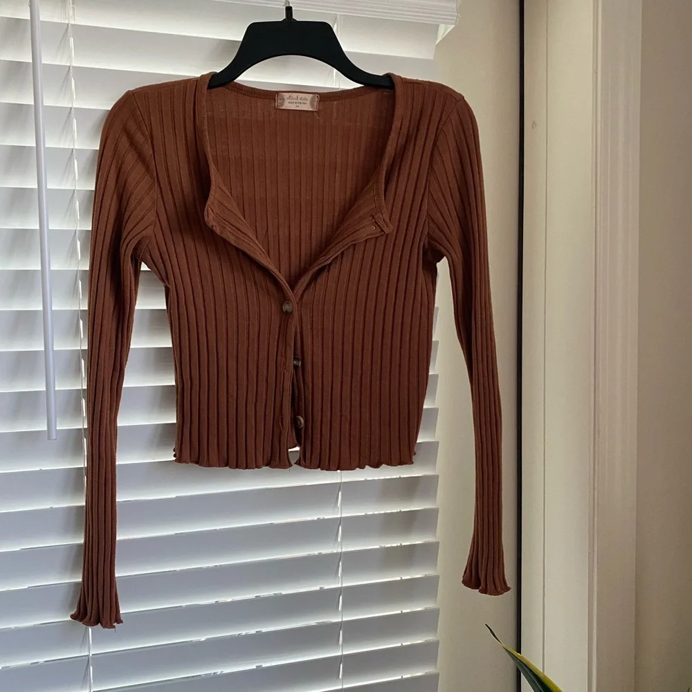 Altar'd State Rust Ribbed Cardigan - Picture 1 of 4